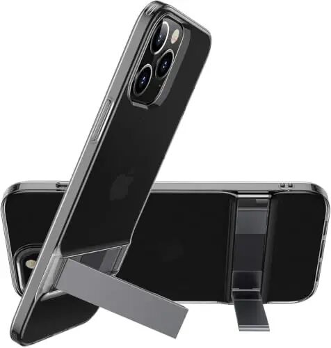 ESR Metal Kickstand Designed for iPhone i12 Pro Max Case [Patented Design] [Two-Way Stand] [Reinforced Drop Protection] Flexible TPU Soft Back for iPhone 2020, 6.7-Inch – Translucent Black 