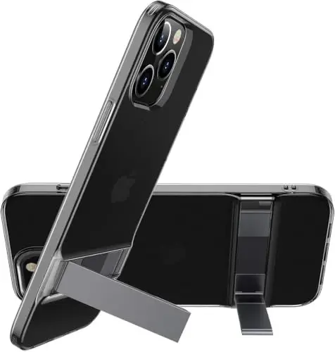 ESR Metal Kickstand Designed for iPhone i12 Pro Max Case [Patented Design] [Two-Way Stand] [Reinforced Drop Protection] Flexible TPU Soft Back for iPhone 2020, 6.7-Inch – Translucent Black - 1