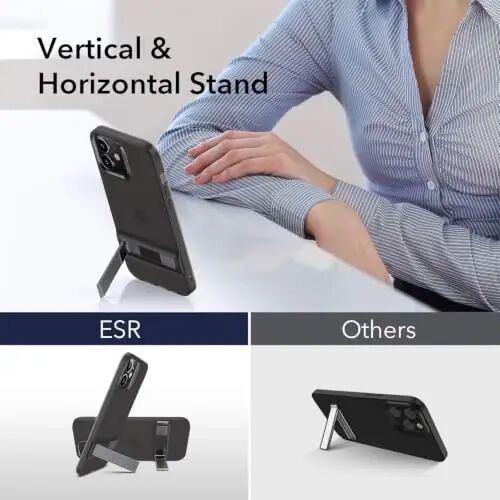 ESR Metal Kickstand Designed for iPhone i12 Pro Max Case [Patented Design] [Two-Way Stand] [Reinforced Drop Protection] Flexible TPU Soft Back for iPhone 2020, 6.7-Inch – Translucent Black - 3