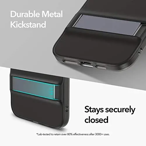 ESR Metal Kickstand iPhone i12 Pro Max uchun mo'ljallangan g'ilof [Patentlangan dizayn] [Ikki tomonlama stend] [Kuchaytirilgan tushishdan himoya] iPhone 2020 uchun moslashuvchan TPU yumshoq orqa qismi, 6,7 dyuym – Yarim shaffof qora - 5