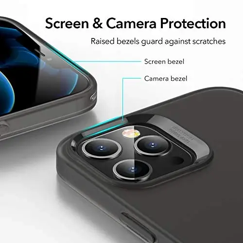 ESR Metal Kickstand iPhone i12 Pro Max uchun mo'ljallangan g'ilof [Patentlangan dizayn] [Ikki tomonlama stend] [Kuchaytirilgan tushishdan himoya] iPhone 2020 uchun moslashuvchan TPU yumshoq orqa qismi, 6,7 dyuym – Yarim shaffof qora - 6