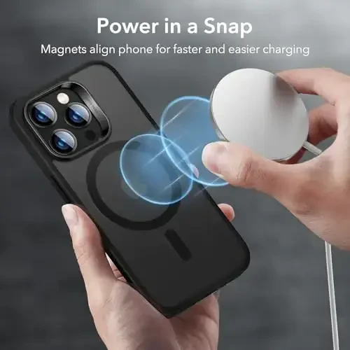 ESR Military-Grade MagSafe mos keluvchi zarbga chidamli sarg'ayishga chidamli magnitli g'ilof iPhone 14 Pro Max uchun, muzlatilgan qora - 5