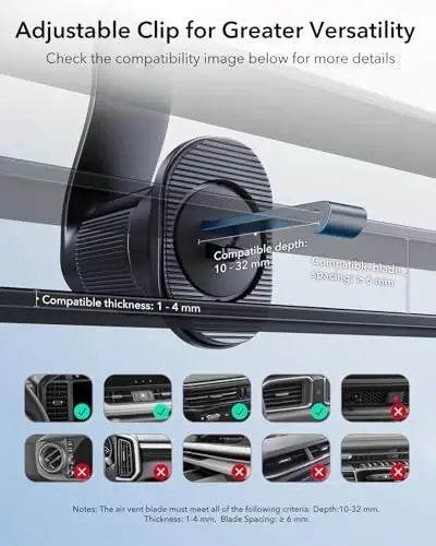 ESR OmniLock for MagSafe Car Mount, 360° Rotation, Car Phone Mount for Air Vent, Magnetic Phone Holder for iPhone 17e/17/16/15/14/13/12,Google/Samsung/Android,All Smartphones(2 MagSafe Rings Included) - 5