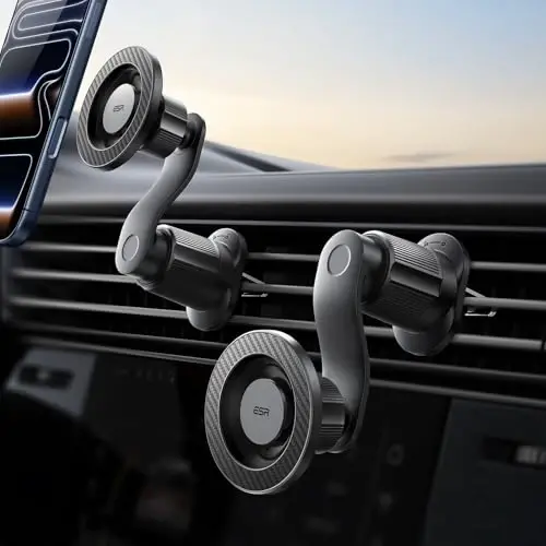 ESR OmniLock for MagSafe Car Mount, 360° Rotation, Car Phone Mount for Air Vent, Magnetic Phone Holder for iPhone 17e/17/16/15/14/13/12,Google/Samsung/Android,All Smartphones(2 MagSafe Rings Included) - ESR