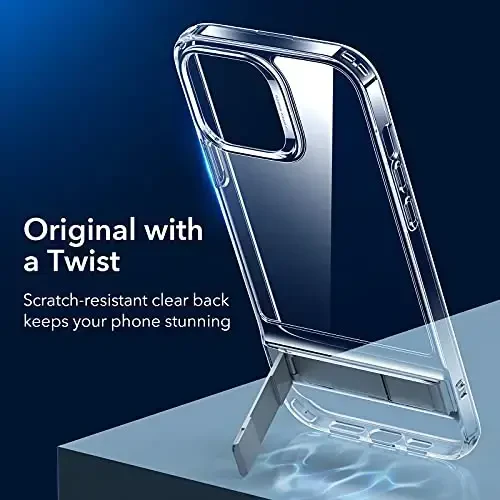 ESR Patented Metal Kickstand Case iPhone 13 Pro Max bilan mos, egishning ikki usuli, kuchaytirilgan tushishdan himoya, ingichka va yumshoq g'ilof, shaffof - 5