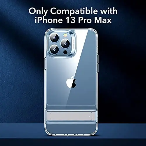 ESR Patented Metal Kickstand Case iPhone 13 Pro Max bilan mos, egishning ikki usuli, kuchaytirilgan tushishdan himoya, ingichka va yumshoq g'ilof, shaffof - 2