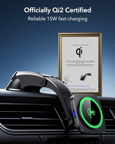 ESR for Qi2 15W MagSafe Car Mount Charger, MagSafe Car Charger, Dashboard Magnetic Wireless Charging Mount, for iPhone 17/16/15/14/13/12, Galaxy S25, Pixel 10, Fast Charging, Car Accessories,Black - 2