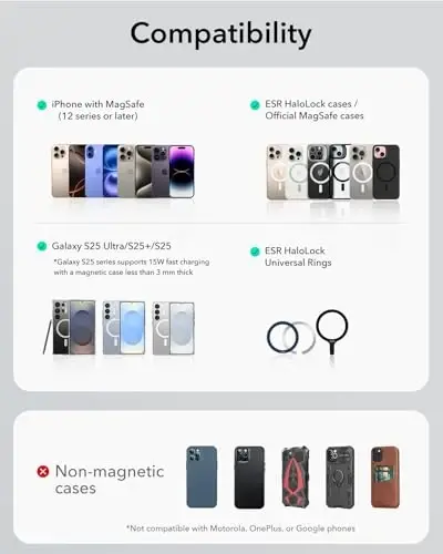 ESR for Qi2 15W MagSafe Car Mount Charger, MagSafe Car Charger, Dashboard Magnetic Wireless Charging Mount, for iPhone 17/16/15/14/13/12, Galaxy S25, Pixel 10, Fast Charging, Car Accessories,Black - 6