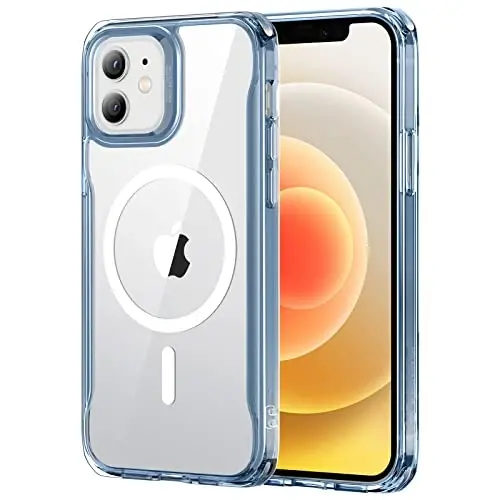 ESR Sidekick Hybrid Case Compatible with iPhone 12/12 Pro (2020), with HaloLock Magnetic Wireless Charging, Scratch Resistant Back, Grippy Protective Frame, Blue - 1