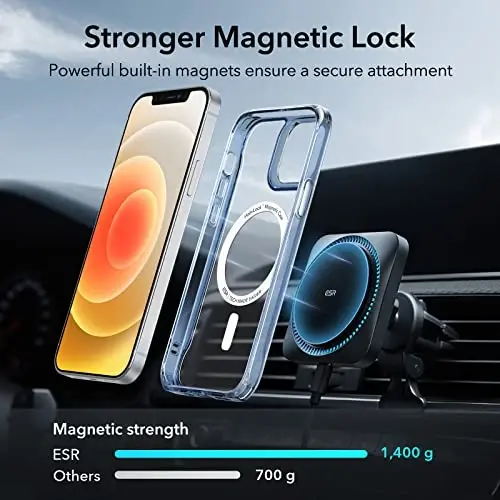 ESR Sidekick Hybrid Case Compatible with iPhone 12/12 Pro (2020), with HaloLock Magnetic Wireless Charging, Scratch Resistant Back, Grippy Protective Frame, Blue - 3