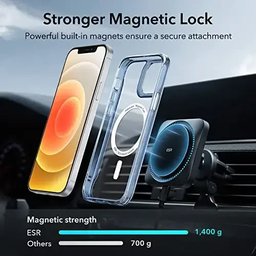 ESR Sidekick Hybrid Case Compatible with iPhone 12/12 Pro (2020), with HaloLock Magnetic Wireless Charging, Scratch Resistant Back, Grippy Protective Frame, Blue - 3