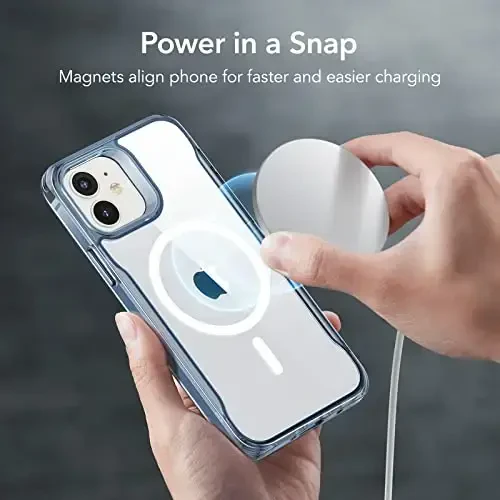 ESR Sidekick Hybrid Case Compatible with iPhone 12/12 Pro (2020), with HaloLock Magnetic Wireless Charging, Scratch Resistant Back, Grippy Protective Frame, Blue - 4