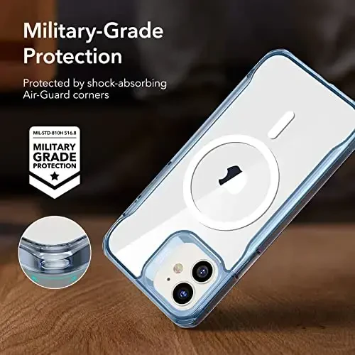 ESR Sidekick Hybrid Case Compatible with iPhone 12/12 Pro (2020), with HaloLock Magnetic Wireless Charging, Scratch Resistant Back, Grippy Protective Frame, Blue - 5