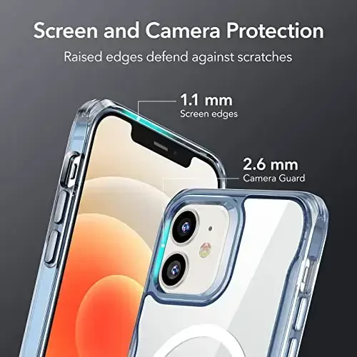 ESR Sidekick Hybrid Case Compatible with iPhone 12/12 Pro (2020), with HaloLock Magnetic Wireless Charging, Scratch Resistant Back, Grippy Protective Frame, Blue - 6