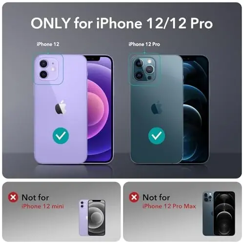 ESR Sidekick Hybrid Case Compatible with iPhone 12/12 Pro (2020), with HaloLock Magnetic Wireless Charging, Scratch Resistant Back, Grippy Protective Frame, Frosted Black - 2