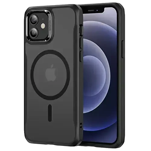 ESR Sidekick Hybrid Case Compatible with iPhone 12/12 Pro (2020), with HaloLock Magnetic Wireless Charging, Scratch Resistant Back, Grippy Protective Frame, Frosted Black - ESR