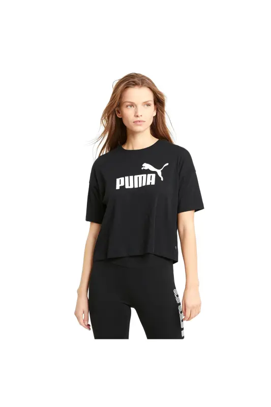Ess Cropped Logo Tee Ayollar futbolkasi-Qora - PUMA