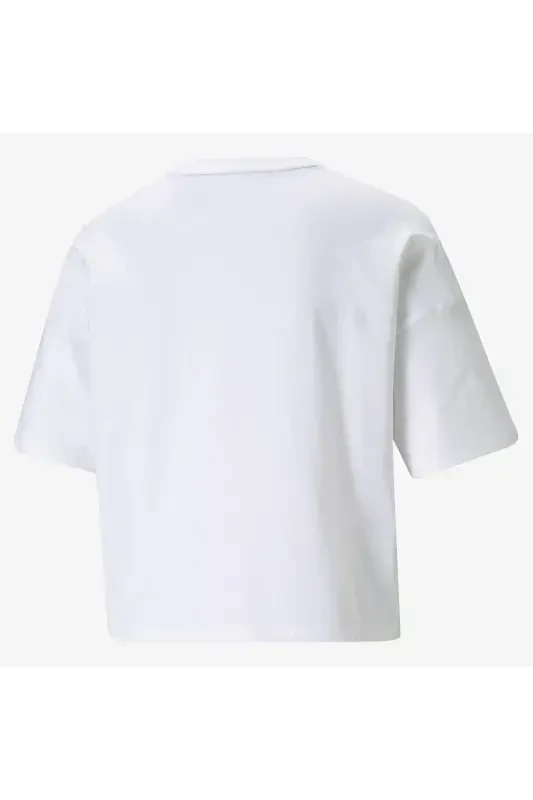 Ess Cropped Logo Light Straw Kadın Beyaz Günlük T-Shirt-Beyaz - 2