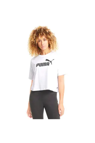 Essential Cropped Logo Kadın Beyaz Günlük Stil T-shirt 58686602 - Beyaz - 1