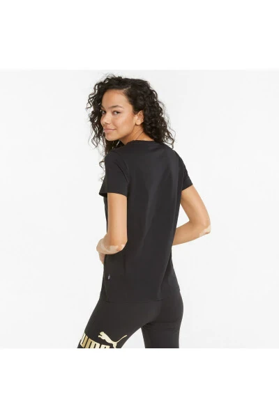 848303-01 Ess+ Metallic Logo Tee Kadın T-shirt Black-gold Foil-Siyah - PUMA (1)