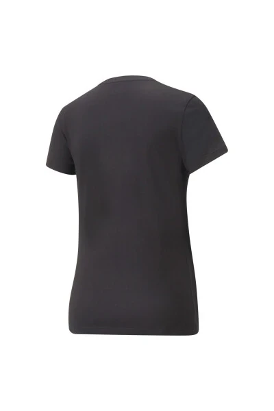 848303-01 Ess+ Metallic Logo Tee Kadın T-shirt Black-gold Foil-Siyah - 4