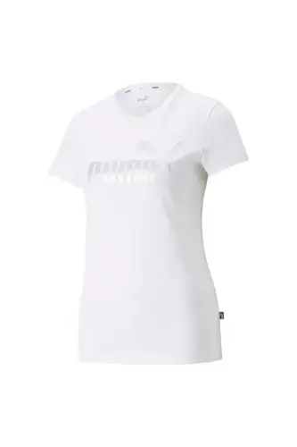 Ess Metallic Logo Tee Kadın T-shirt-Beyaz - PUMA (1)