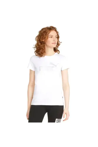 ESS+ Metallic Logo Tee White-silver Tişört - Beyaz-Gümüş - 2