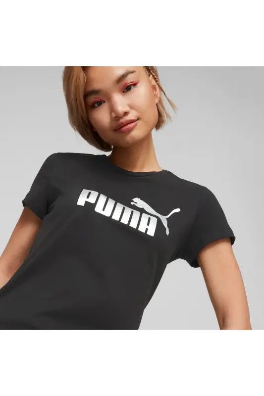 ESS+ Metallic Logo Tee-siyah - 3