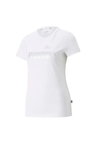 Ess Metallic Logo Tee Women's T-shirt-White - 1