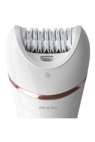 Essential Compact Series 8-Piece Wet Dry, Led Illuminated Epilator, White - 3