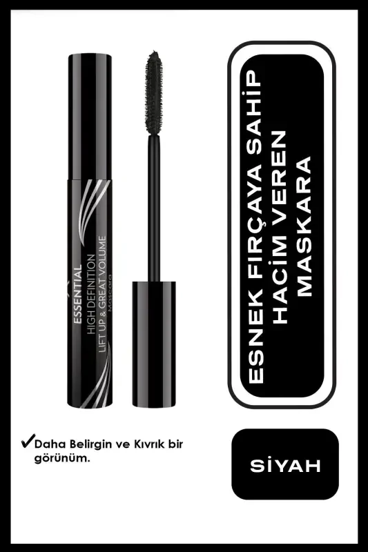 Essential High Definition & Lift Up & Great Volume Mascara Black - Hajm Beruvchi Maskara - 8691190070601 - 1