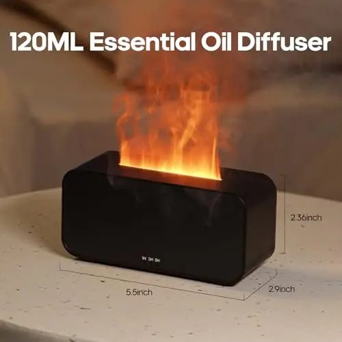 Essential Oil Air Diffuser Uy uchun olovli moyli diffuzerlar, aromaterapiya uchun rangli suv bug'li kamin olovli namlagich Aroma terapiya simsiz mashina xonasi yotoq xonasi - 2