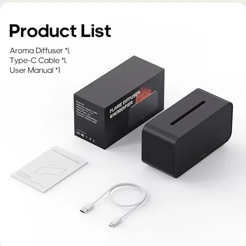 Essential Oil Air Diffuser Uy uchun olovli moyli diffuzerlar, aromaterapiya uchun rangli suv bug'li kamin olovli namlagich Aroma terapiya simsiz mashina xonasi yotoq xonasi - 4