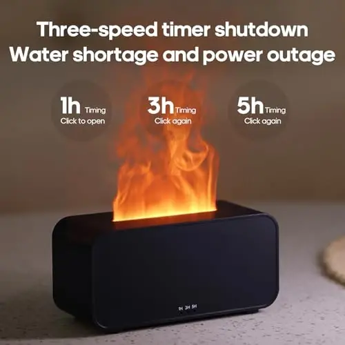 Essential Oil Air Diffuser Uy uchun olovli moyli diffuzerlar, aromaterapiya uchun rangli suv bug'li kamin olovli namlagich Aroma terapiya simsiz mashina xonasi yotoq xonasi - 6