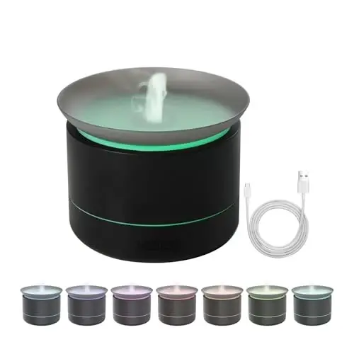 Essential Oil Diffusers, 200ml Aromatherapy Diffuser with Auto Shut-Off Function, Cool Mist Humidifier with 2 Modes, Small Diffuser with 7 Color Lights Auto Shut Off for Home Office Room, Black - RICAN