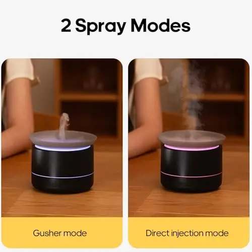 Essential Oil Diffusers, 200ml Aromatherapy Diffuser with Auto Shut-Off Function, Cool Mist Humidifier with 2 Modes, Small Diffuser with 7 Color Lights Auto Shut Off for Home Office Room, Black - 3