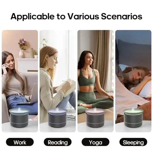 Essential Oil Diffusers, 200ml Aromatherapy Diffuser with Auto Shut-Off Function, Cool Mist Humidifier with 2 Modes, Small Diffuser with 7 Color Lights Auto Shut Off for Home Office Room, Black - 5