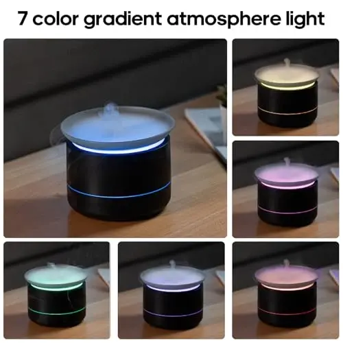 Essential Oil Diffusers, 200ml Aromatherapy Diffuser with Auto Shut-Off Function, Cool Mist Humidifier with 2 Modes, Small Diffuser with 7 Color Lights Auto Shut Off for Home Office Room, Black - 6