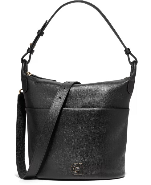 Essential Soft Medium Leather Bucket Bag Black - 1