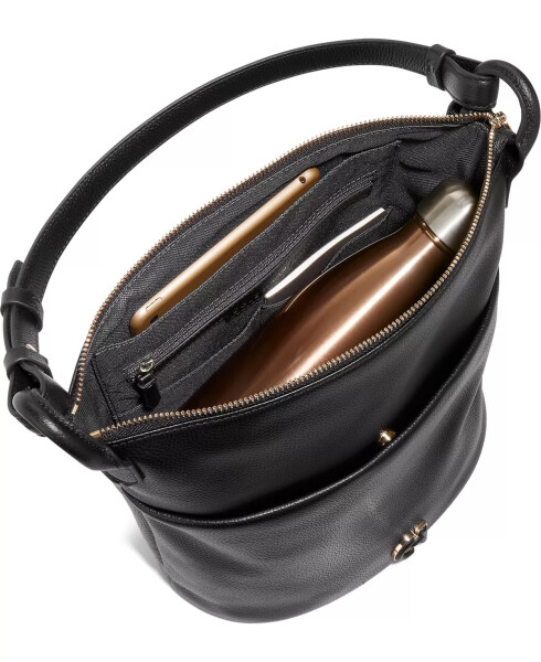 Essential Soft Medium Leather Bucket Bag Black - 4