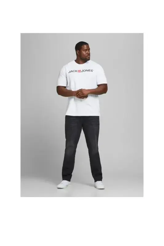 Essentials Cotton Slim Fit Crew Neck Plus Size Big Size T-SHIRT-White213 - 1