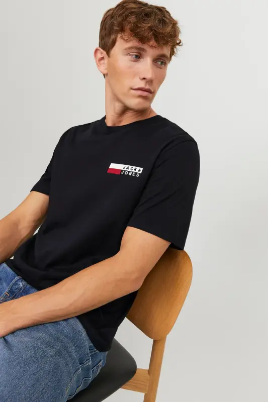Essentials Cotton Slim Fit Crew Neck T Shirt Men's T SHIRT 12233999-BLACK - 3