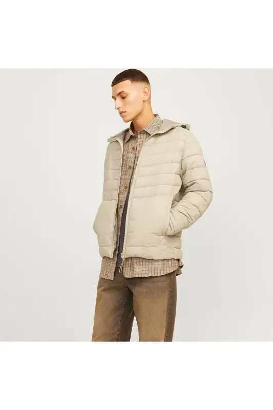 Essentials Jjesprint Comfort Fit Adjustable Hooded Jacket Men's JACKET 12258441-STONE - JACK & JONES