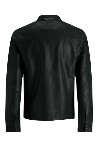 Essentials Jjewarner Regular Fit Fermuarlı Suni Deri Mont Erkek Deri Mont 12182461 - SİYAH - 6
