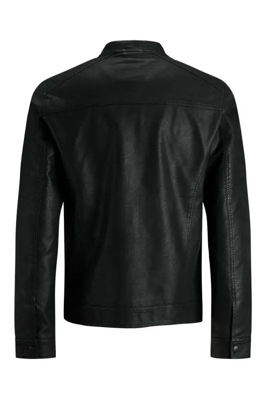 Essentials Jjewarner Regular Fit Fermuarlı Suni Deri Mont Erkek Deri Mont 12182461 - SİYAH - 6