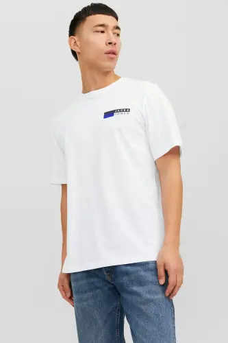 Essentials Pamuklu Slim Fit Bisiklet Yaka T Shirt Erkek T SHİRT 12233999 - BEYAZ-MAVİ 