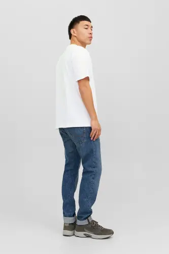 Essentials Pamuklu Slim Fit Bisiklet Yaka T Shirt Erkek T SHİRT 12233999 - BEYAZ-MAVİ - 3
