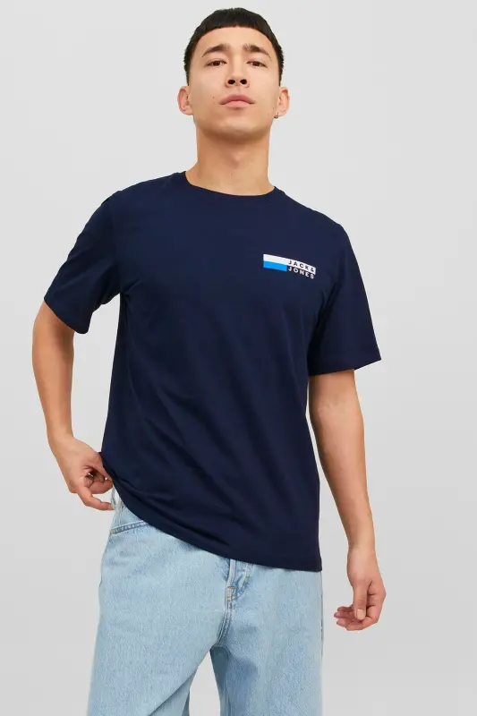 Essentials Pamuklu Slim Fit Bisiklet Yaka T Shirt Erkek T SHİRT 12233999 - LACİVERT-MAVİ - 1