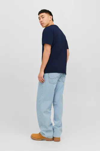 Essentials Paxtali Slim Fit Velosiped Yoqali T-ko'ylak Erkaklar T-SHIRT 12233999-LACIVERT - 2