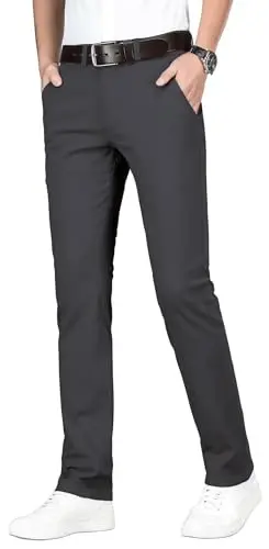 ESSYSHE Men’s Chinos Pants Casual Khaki Slim Fit Pants Stretch Tapered Slacks - ESSYSHE CHINOS